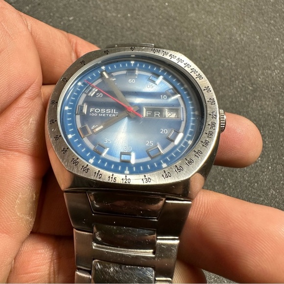 Fossil Blue Mens Quartz Day Date Watch Working With New Battery AM3848 WR100M - Picture 2 of 11
